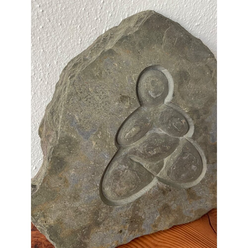 Handmade Earth Mother Flagstone Carving Artist Signed